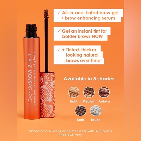 Grande Cosmetics GrandeBROW 2-in-1 Tinted Brow Gel + Brow Enhancing Serum BNIB - Picture 13 of 16